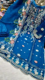 4-Piece Sequin Embroidery Set with Sada Bahar Tissue Orna
