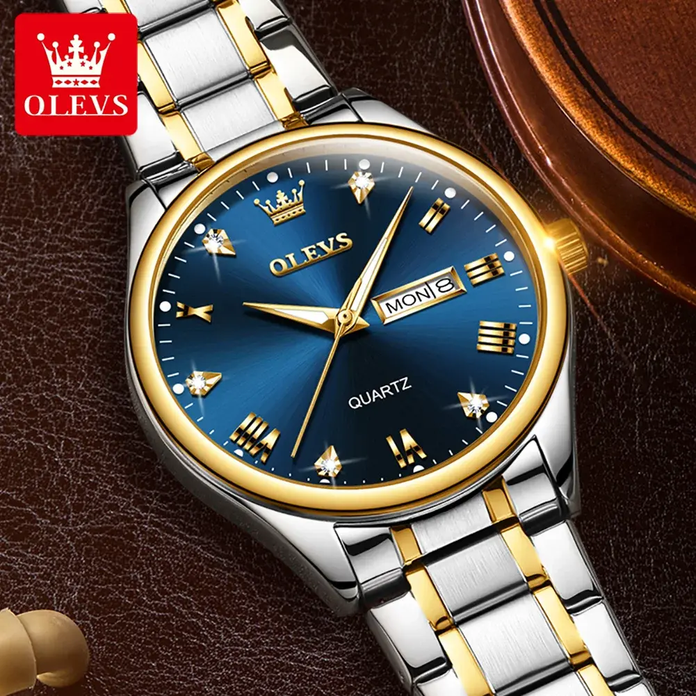 Olevs 5563 Luxury Fashion Round Women’s Watch – Silver & Blue