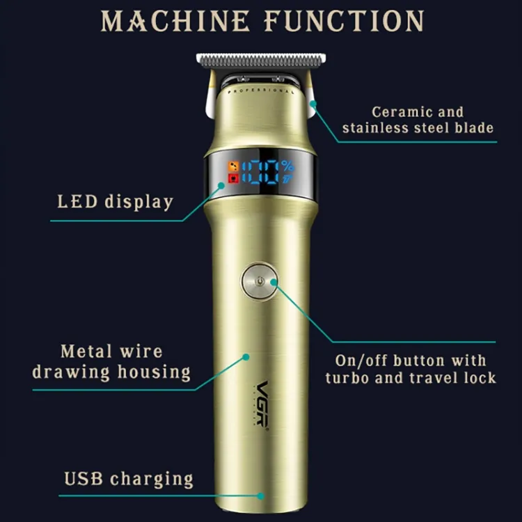 VGR V-991 Trimmer with 5W USB Smart Digital Display