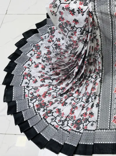Half Silk Skin Print Saree, 12 Haath, No Blouse Piece