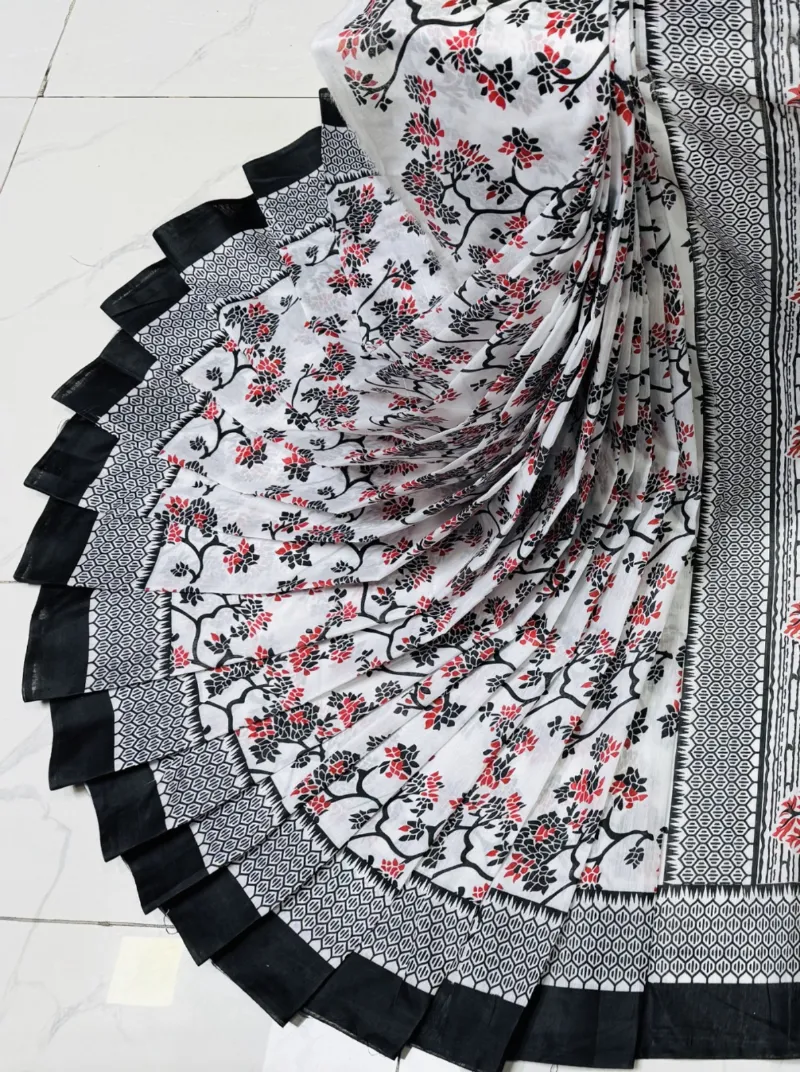 Women's 12 Haath Half Silk Saree with Skin Print, 4 Colours