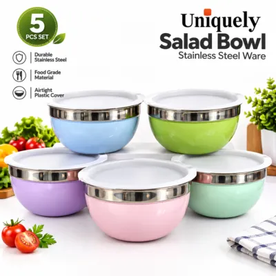 Uniquely Salad Bowl Set with Lids (5 Pcs)