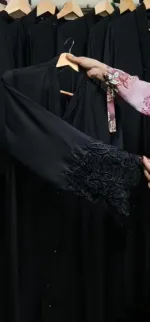 Abaya Borka with Lace Work, Sizes 50 to 56, 5 Colours