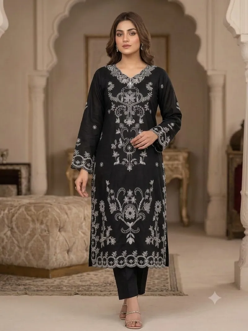 TC Cotton Embroidered Co-Ord Set for Office and Campus Wear