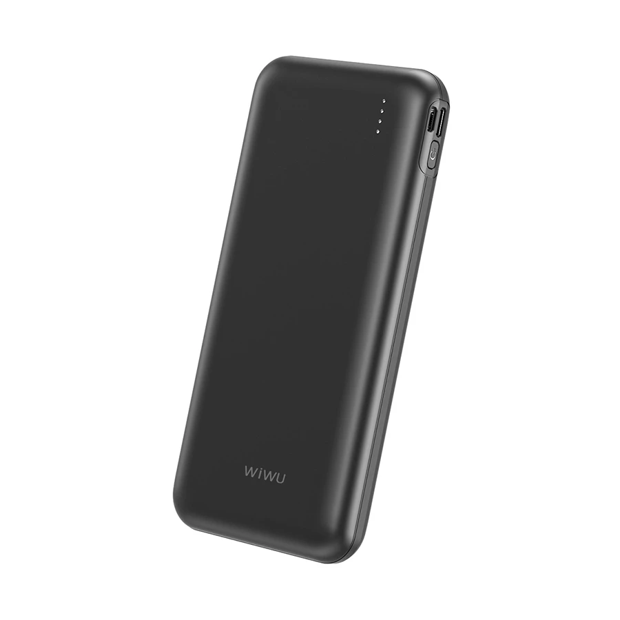 WiWU Essen P-08B 10000mAh 12W Power Bank with 4 Built-in Cables Black