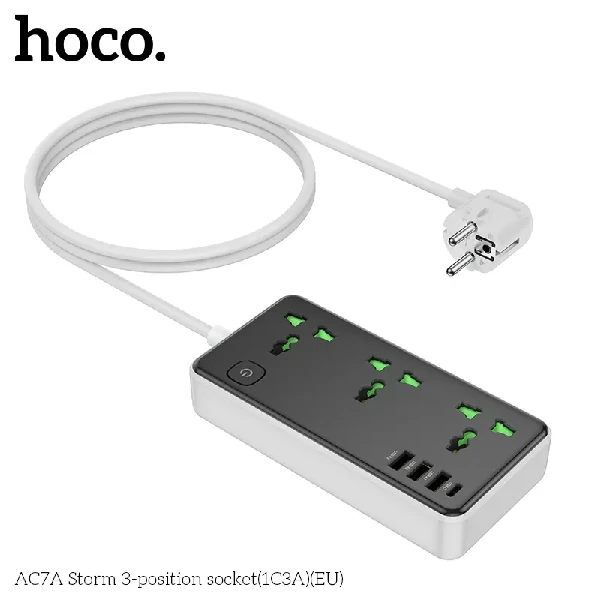 Hoco AC7A Storm 3-Position Socket (1C3A) (EU)