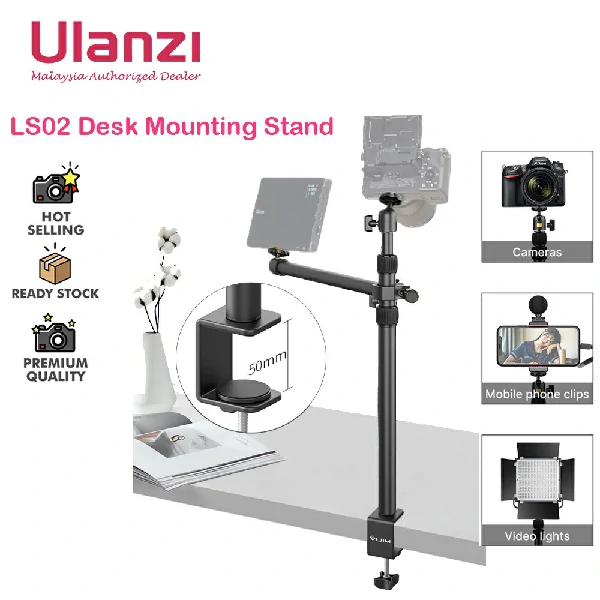 New! Overhead Desk Mount Stand for DSLR, DSLR & Ring Lights (Ulanzi VIJIM-LS02)