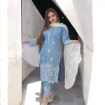 Cotton Embroidery Three Piece