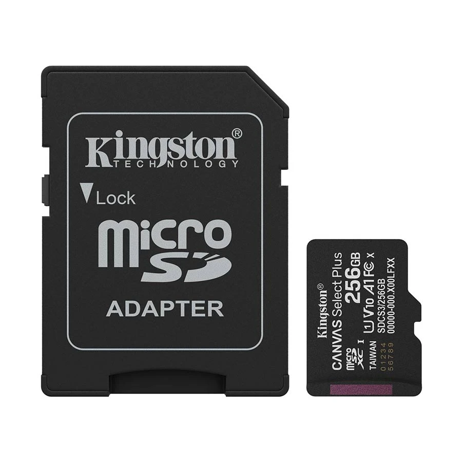 Kingston Canvas Select Plus 256GB MicroSD U1 A1 V10 Card with Adapter