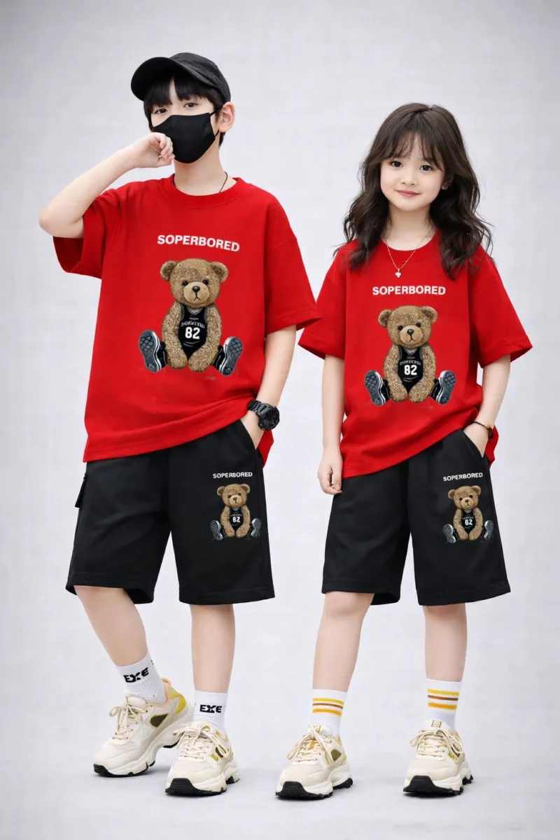 Kids' Drop Shoulder Printed T-Shirt and Pant Set, 2 to 5 Years