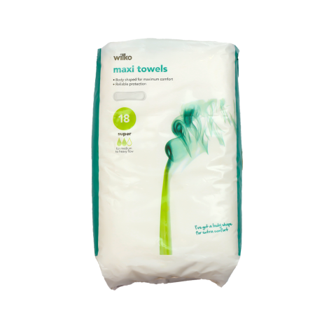 Wilko Super Maxi Towels 18 pack (UK)
