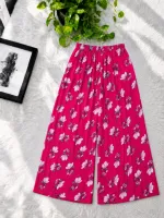 Linen Palazzo for Women, 38 Inch Length, Free Size Waist