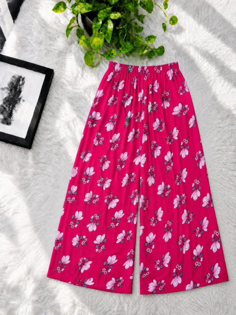 Linen Palazzo for Women, 38 Inch Length, Free Size Waist