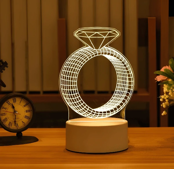 GearUP Acrylic Multicolor Night Lamp White (Diamond Ring)