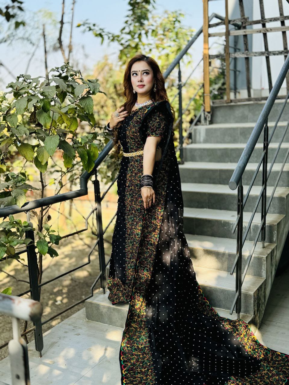 Dhupian Silk Saree with Screen Print Work, 6 Colours