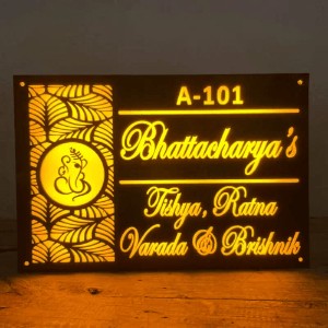 Get Customized/Personalized Multicolor Religious/Sikh Name Board, Embossed Letters Acrylic Door Name Plate For Flat/Home