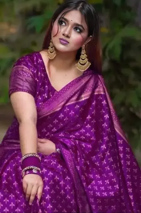 Silk Saree with Screen Print and Matching Blouse, 4 Colours