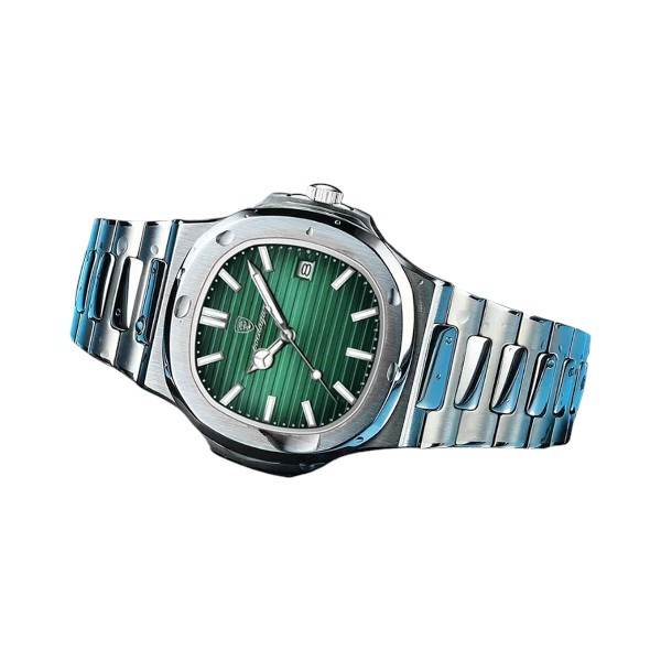 Poedagar 613 Luxury Stainless Steel Strap Watch (Green Dial)