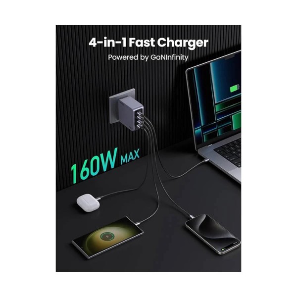 Ugreen Nexode Pro X763 160W GaN USB & Tri USB-C PD Gray Charger (EU)