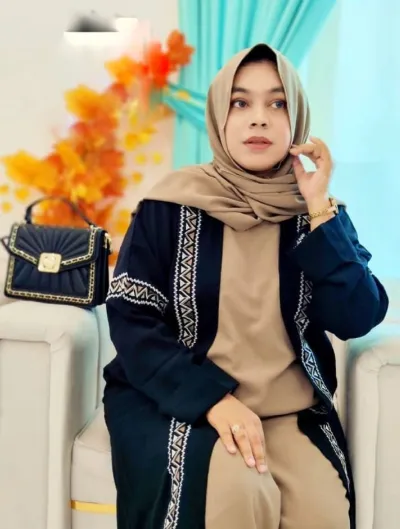 Embroidery Work Abaya Set, Lengths 50 to 58, 4 Colours