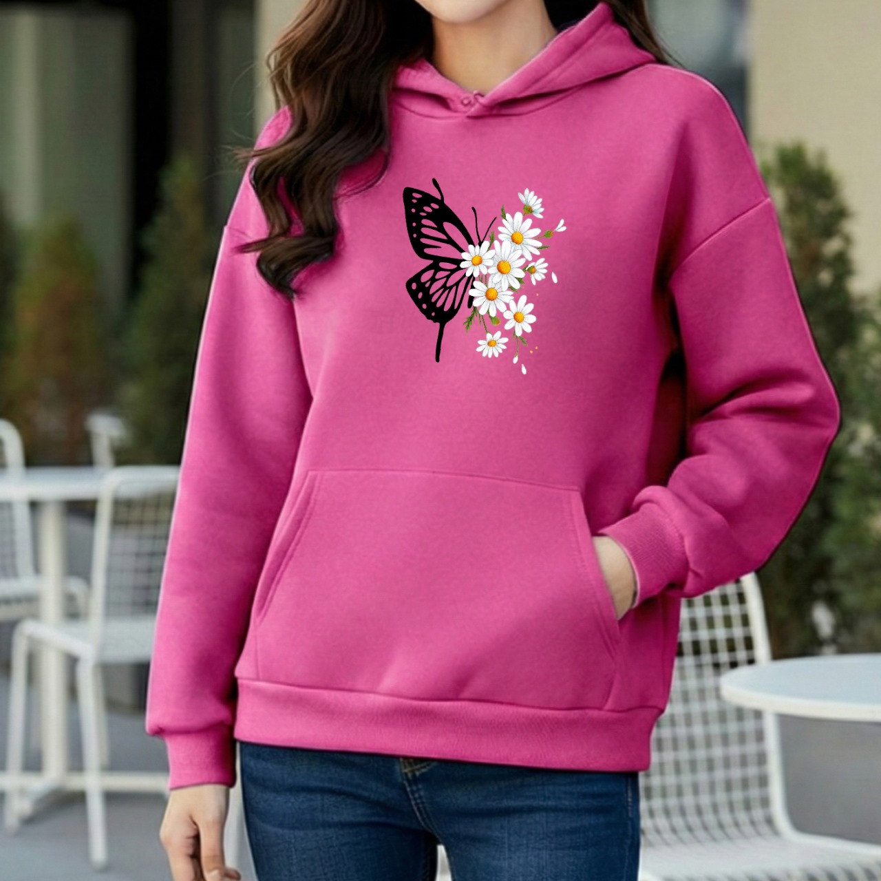 Premium Comfortable Printed Ladies Winter Hoodie
