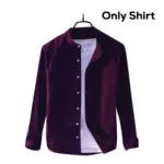 Men's Solid Colour Ban color Shirt  (purple)
