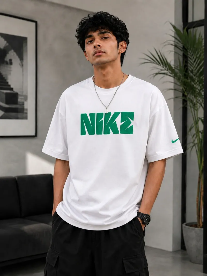 Men's Pure Cotton Drop Shoulder Tee, DTF Print, Sizes M to XXL
