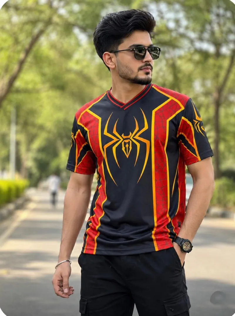 Men's Semi Drop Shoulder Mesh T-Shirt, Full Body Sublimation Print
