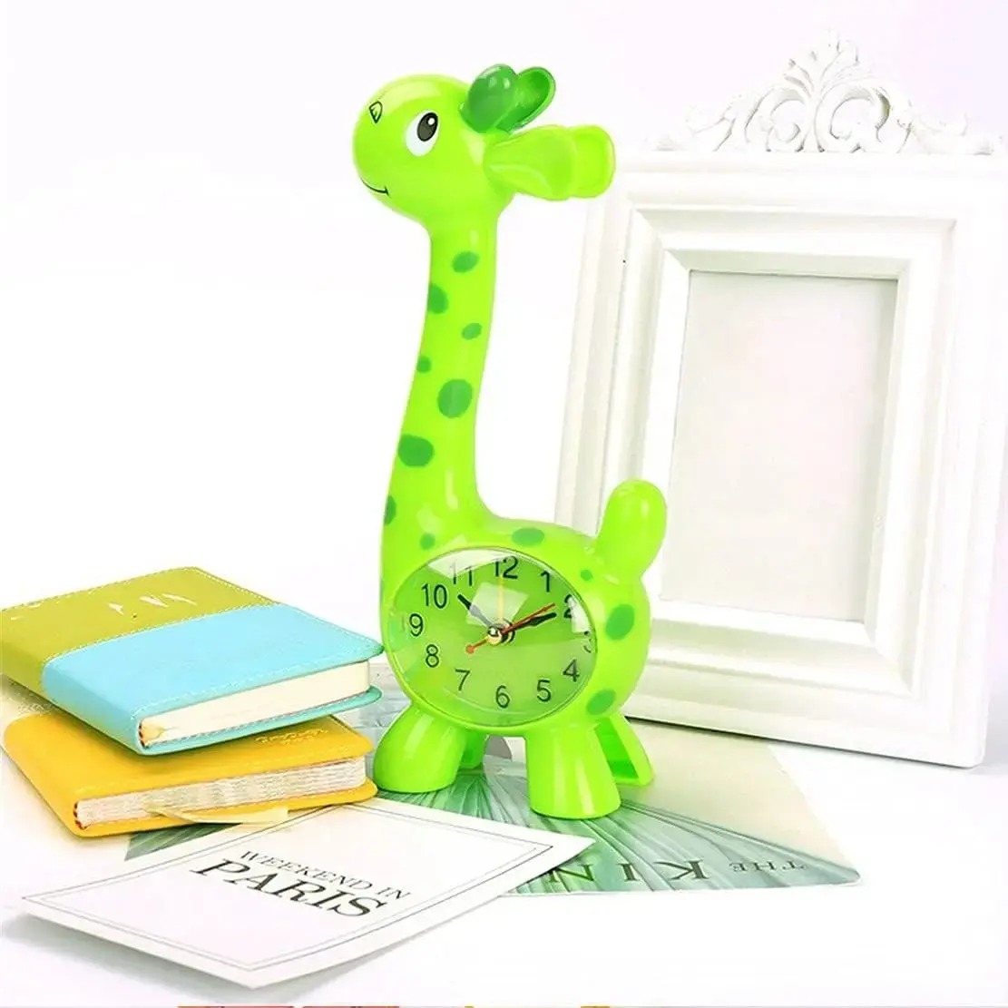 Giraffe Desk Clock with Clear Dial & Stable Base for Kids
