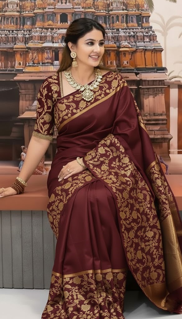 Rupkotha Katan Silk Saree with Boutique Design and Blouse