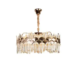 Qulik Modern Luxury Crystal Chandelier Pendent French Gold Clear LED Light (QL-55115-500)