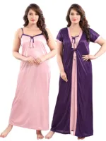 Satin 2 Part Nightie, 44 Inch Gown with 43 Inch Inner Top