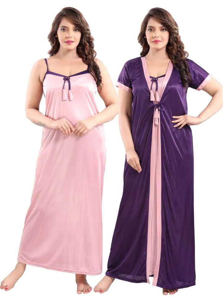 Satin 2 Part Nightie, 44 Inch Gown with 43 Inch Inner Top