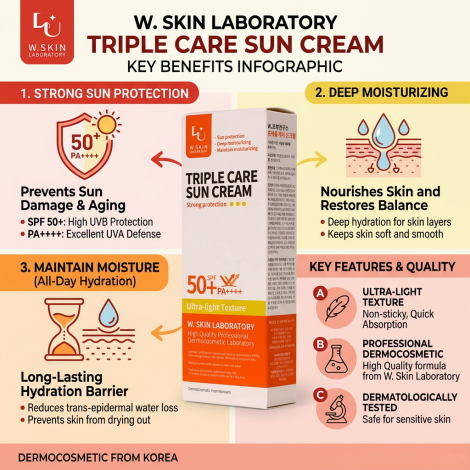 W.Skin Laboratory Triple Care Sun Cream SPF50+ PA+++ 60g (Korea)