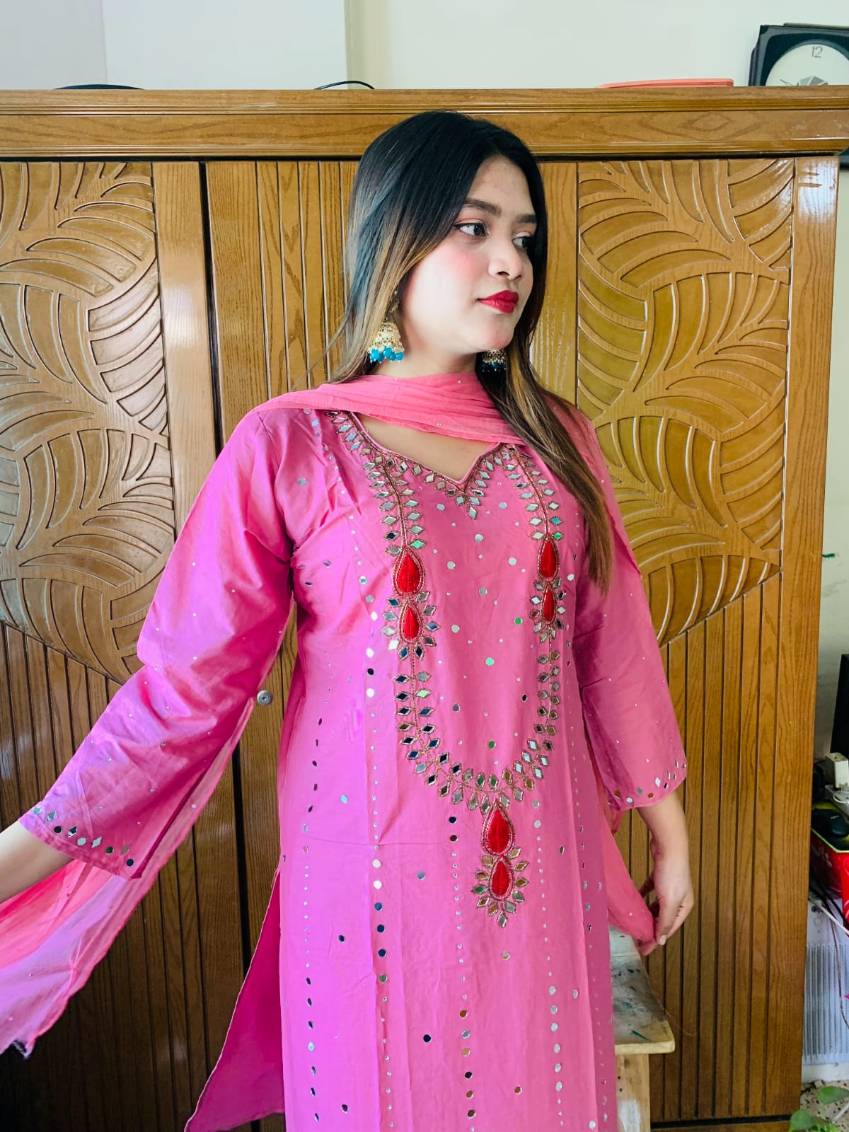 Karchupi AC Cotton Three Piece with Chiffon Georgette Orna