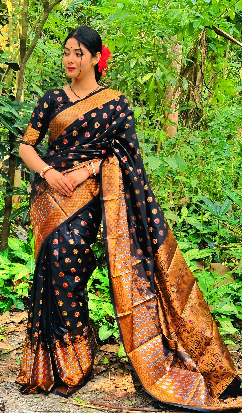 Lightweight Soft Silk Katan Saree with Zari Weave, 4 Colours