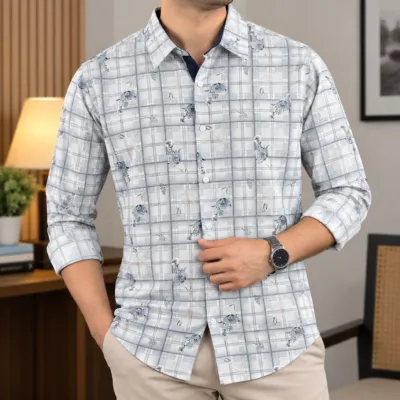 Pure Cotton Check Contrast Shirt