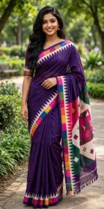 Chanderi Silk Saree with Matching Blouse Piece, 3 Colours