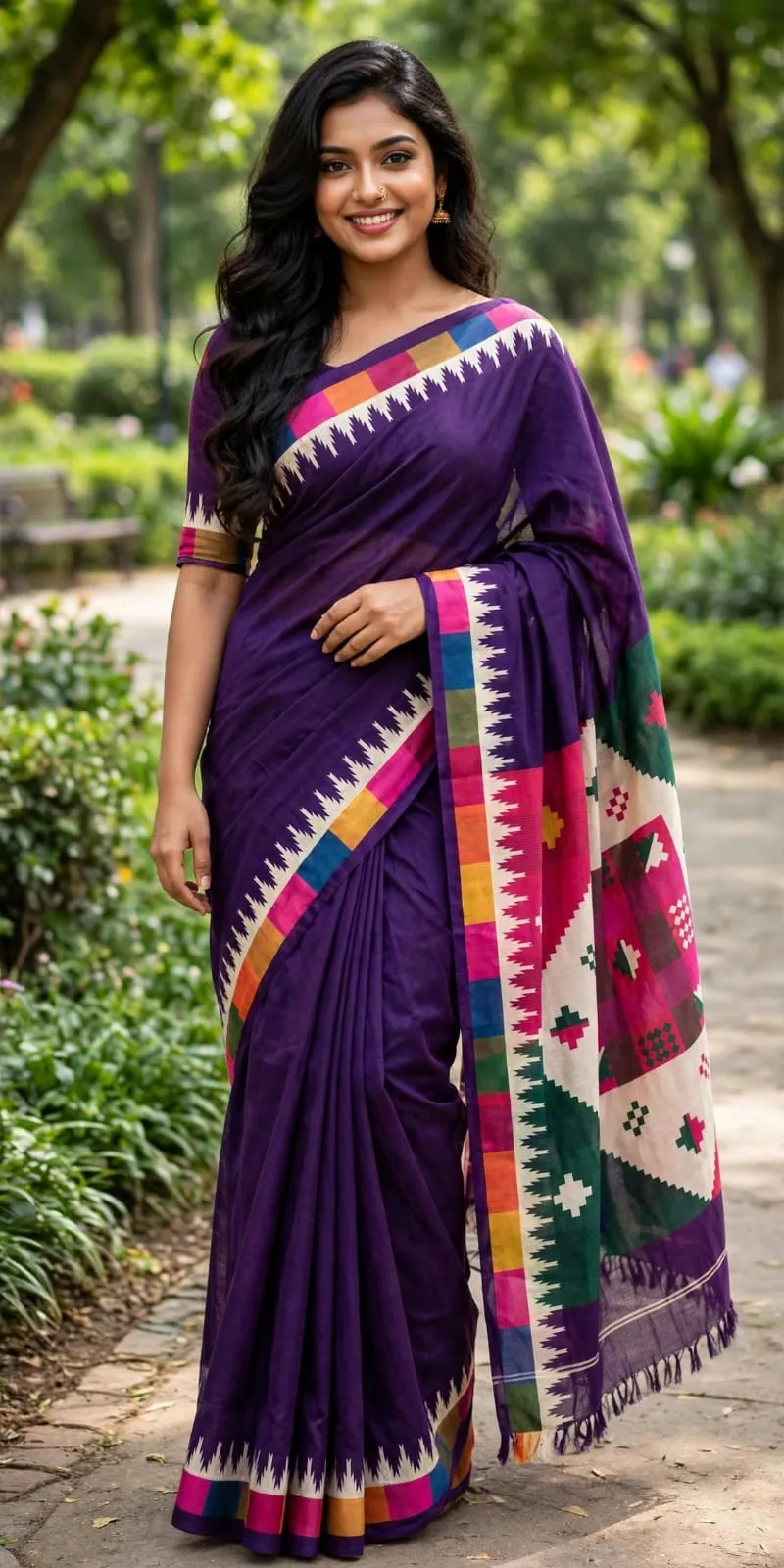 Chanderi Silk Saree with Matching Blouse Piece, 3 Colours