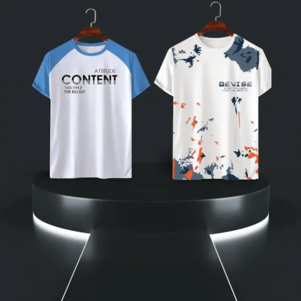 2 piece Combo Half Sleeve Mesh T-shirt For Men