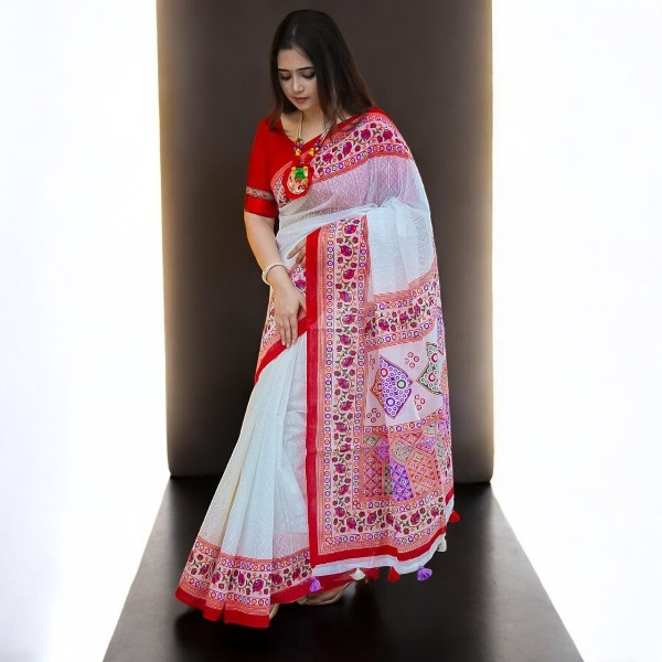 High quality half silk saree with blouse piece