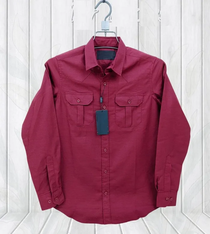 Men's Sakura Oxford Cotton Double Pocket Shirt, Slim Fit