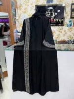 Embroidered Zoom Fabric Abaya with Cherry Fabric Hijab