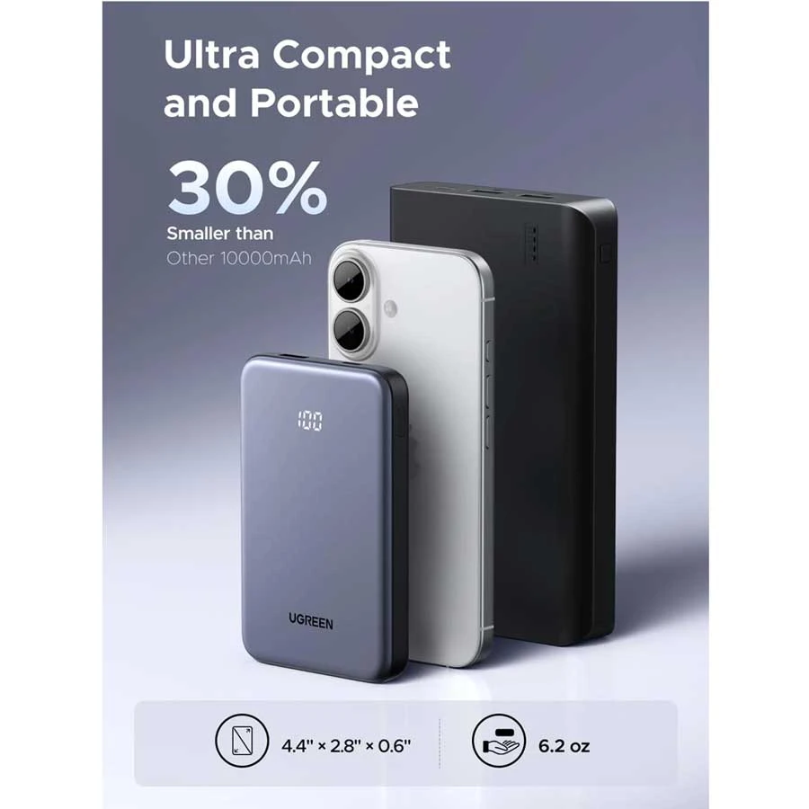 UGREEN PB507 10000mAh 20W Power Bank with Digital Display Space Gray