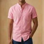 Fashionable half-sleeve shirt for men ( Pink )
