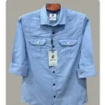Double Pocket  shirt for men(sky)