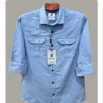 Double Pocket  shirt for men(sky)