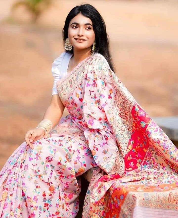 Screen Print Work Half Silk Saree, 12 Haath, for Women