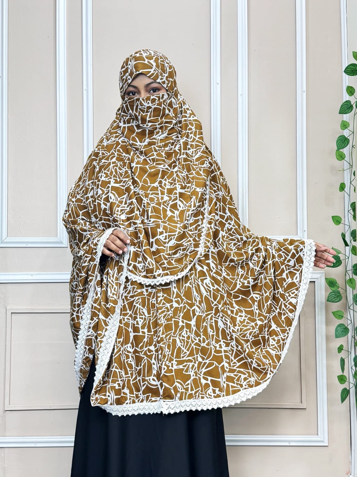 Cotton Hijab with Niqab in Viscose Cotton, Front 45 Inch, 6 Colours