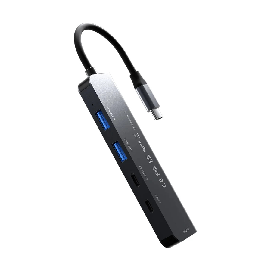 GAMDIAS MERCURY M1-500 USB-C to HDMI, Dual USB & Dual Type-C Hub Gray